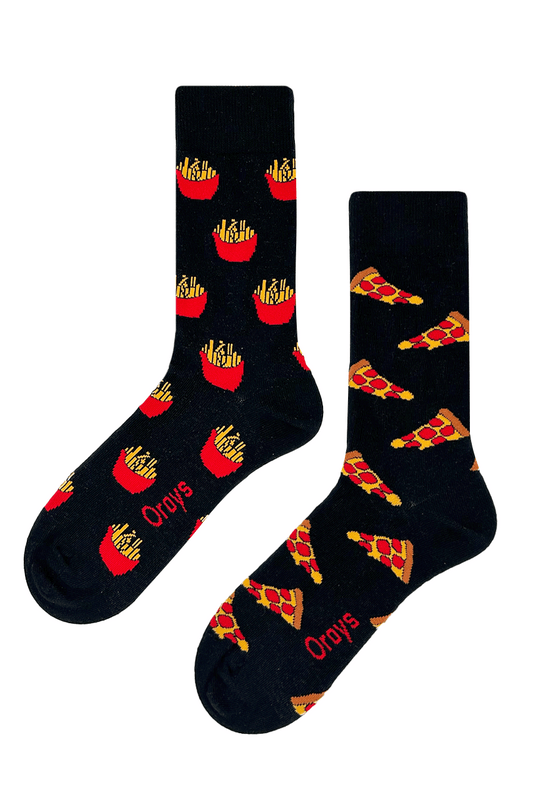 Men's Pizza Slice & Fries Mismatched Socks