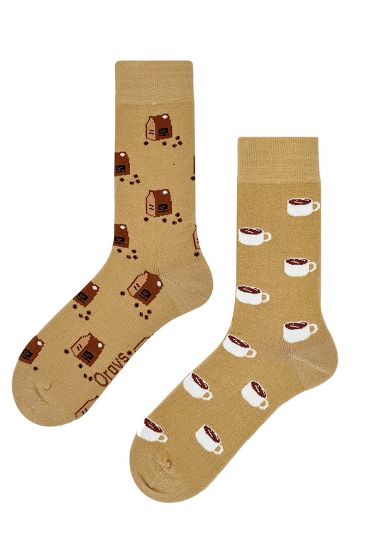 Men's Coffee Beans & Mugs Mismatched Socks