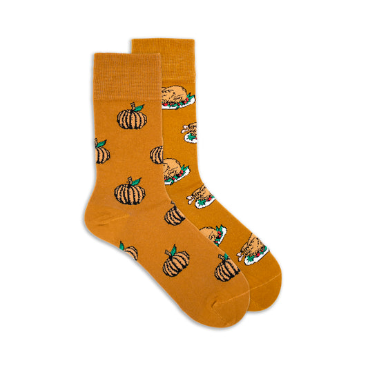 Turkey & Pumpkin Thanksgiving Mismatched Socks