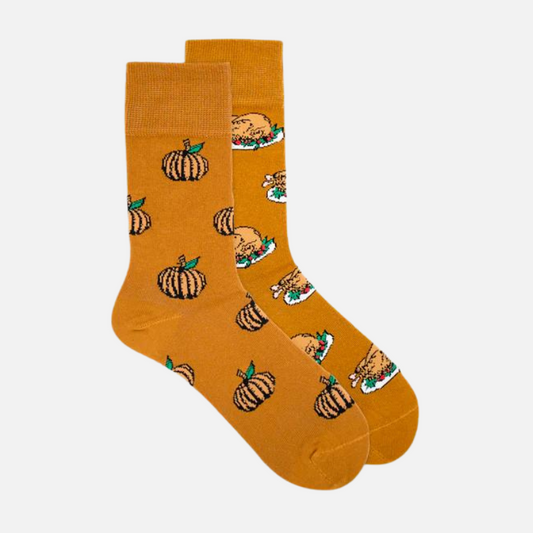 Turkey & Pumpkin Thanksgiving Mismatched Socks