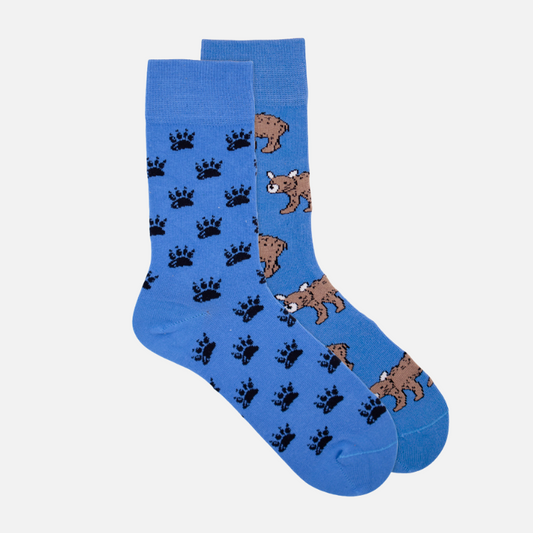 Men's Grizzly Bear & Bear Pad Mismatched Socks